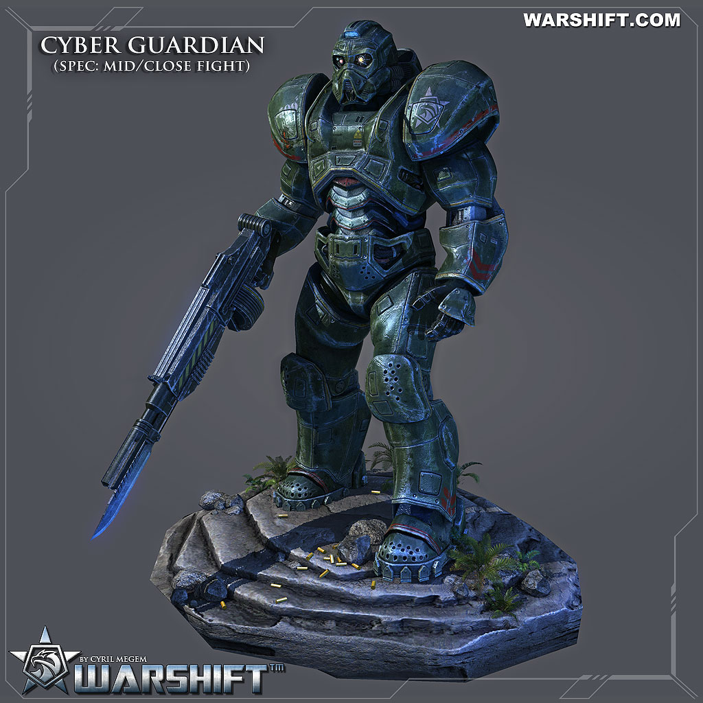 WARSHIFT Cyber Guardian - armored combat cyborg which was created to replace the live Republican Guard soldiers in highly dangerous intergalactic missions.