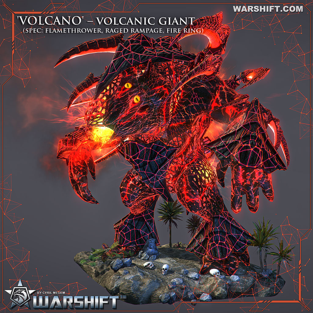 WARSHIFT Alien 'VOLCANO' – Volcanic Giant, fire-breathing monster, Combat avatar