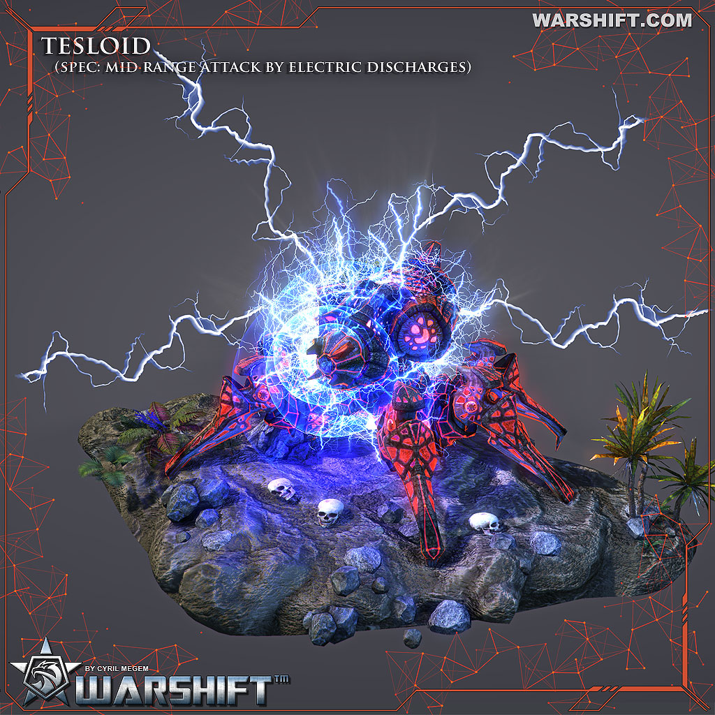 WARSHIFT Alien Tesloid – Mid-range attack by electric discharges