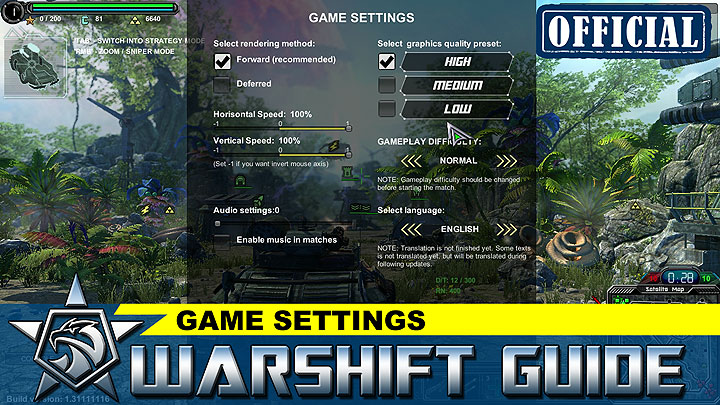 WARSHIFT Official tutorial: Game settings video guide